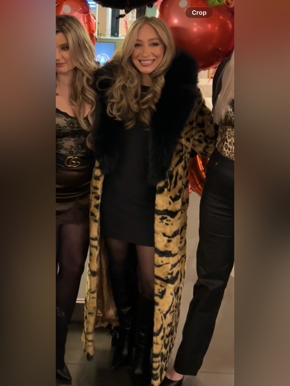 Fashion Nova Leopard Print Faux Fur Coat with Black Fur Collar